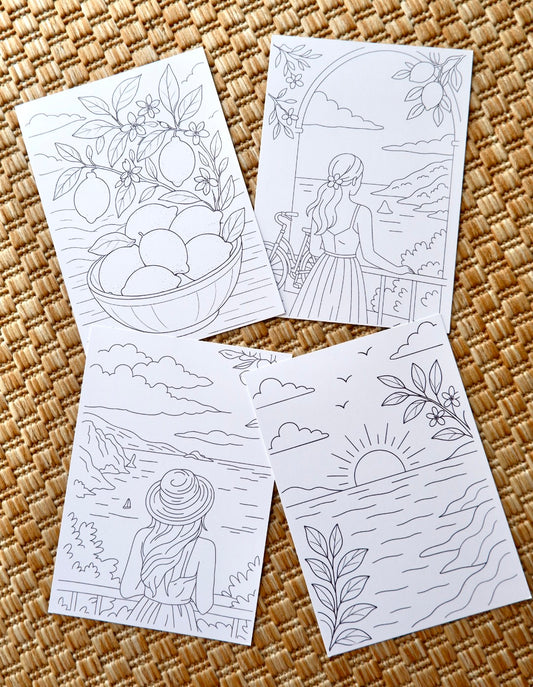 4 Cartes à colorier - Voilà l’été