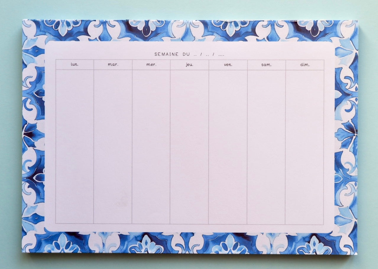 Semainier mosaïque bleu -  Voilà l’été