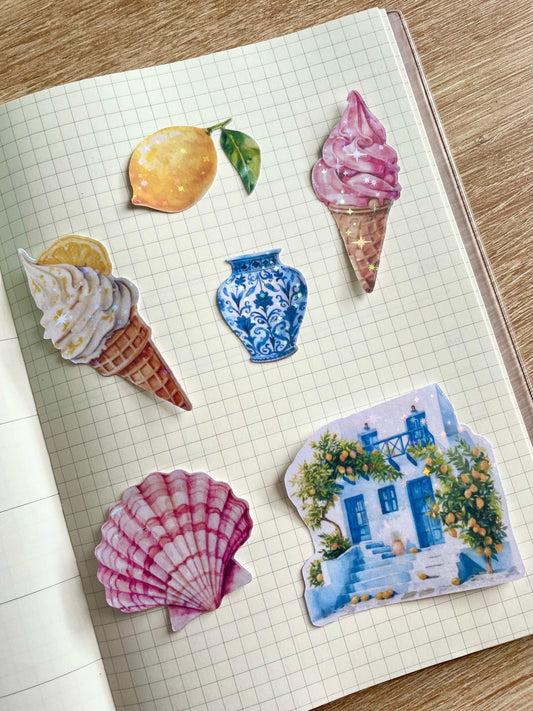 6 grands stickers holographique